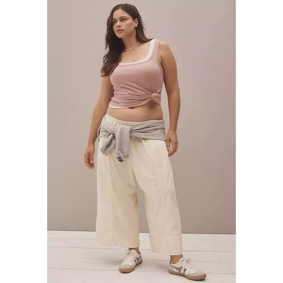Daily Practice by Anthropologie Take Heart Capri Pants Wide Leg Pearl M 280805 - Picture 3 of 11